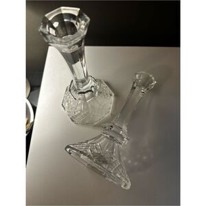 Vintage DePlomb Crystal Candlestick Pair.